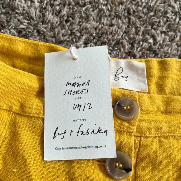 NWT Bug Clothing Magda Shorts Yellow Linen - Picture 3 of 3